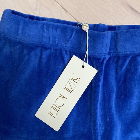 Suzie Kondi classic blue high waist Harem pants in velour - Picture 5 of 16